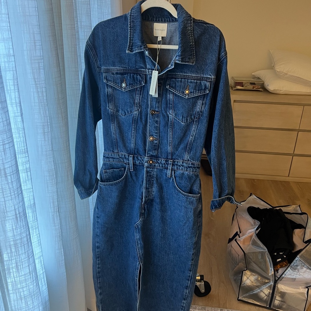 NWT FAVORITE DAUGHT CITY DENIM MIDI DRESS